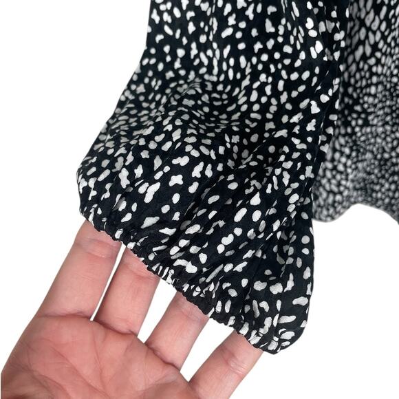 Alice + Olivia Willa Cutout Blouson Sleeve Top Modern Black and White Size Large - Picture 11 of 16